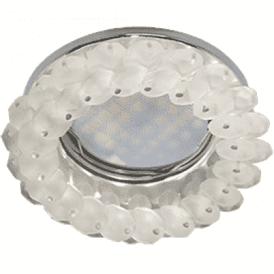 Ecola MR16 CD4141 GU5.3 Светильник встр. круглый с хрусталиками Матовый/Хром 50x90 (кd74) FN1618EFY