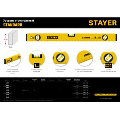 STAYER STANDARD 400 мм уровень строительный 3460-040_z04