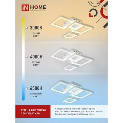 Светильник светодиодный IN HOME ELEGANT ARISTO-W 90Вт 230В 3000-6500K 7000Лм 535х370х151мм пульт ДУ белый 4690612047300