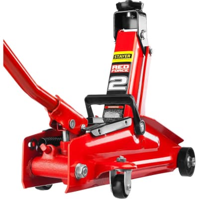 Домкрат гидравлический подкатной в кейсе RED FORCE STAYER 2т, 130-350 мм 43153-2-K