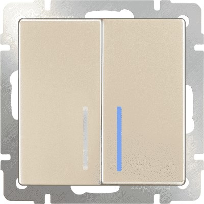 Выключатель двухклавишный с подсветкой Werkel WL11-SW-2G-LED шампань 4690389124662