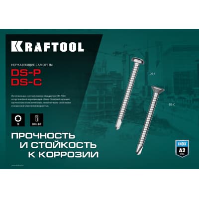 Нержавеющие саморезы DS-P с полукруглой головкой, 19 х 4.2 мм, 450 шт, KRAFTOOL 300931-42-019