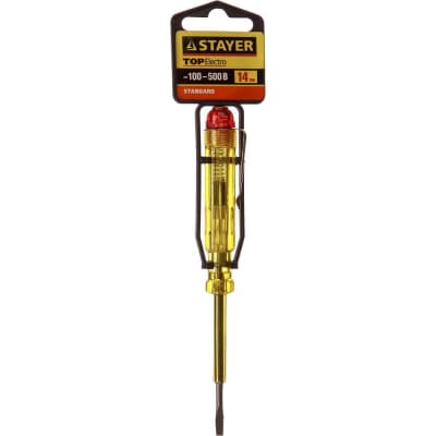 Пробник электрический STAYER 100-500 В, 140 мм, пластик 2571-14_z01