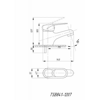 Смеситель для раковины TSARSBERG TSB-841-1207 тип См-УмОЦБА