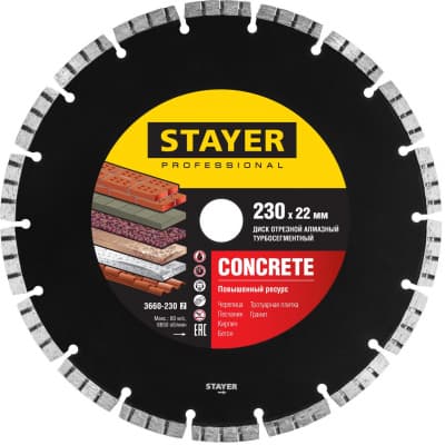 BETON 230 мм, диск алмазный отрезной по бетону, кирпичу, плитке, STAYER Professional 3660-230_z02