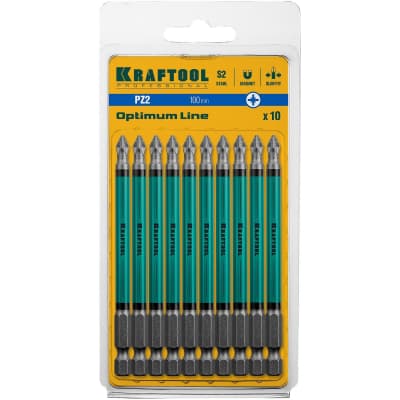 Набор бит Optimum Line KRAFTOOL PZ2, 100 мм, 10 шт., Cr-Mo сталь 26124-2-100-10