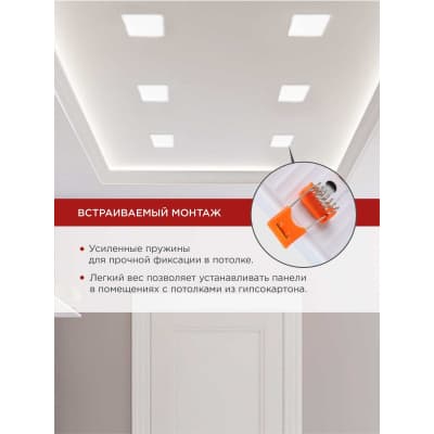 Панель светодиодная встраиваемая безрамочная IN HOME SLP-FL 18Вт 230В 4000К 1620Лм 120мм с рег. монтаж. 50-110мм белая IP20 4690612041797