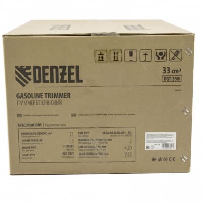 Триммер бензиновый DGT 330, 33 см3, 1,8 л. с, неразъемная штанга, состоит из 2 частей Denzel 96234