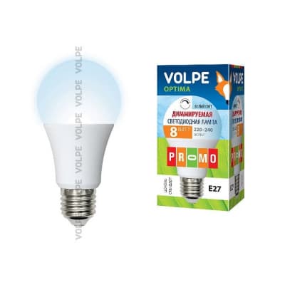 Лампа светодиодная Volpe LED A60 8W NW E27 FR DIM O 10695