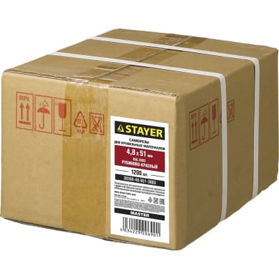 Саморезы СКД кровельные STAYER 51 х 4.8 мм, 1 200 шт., RAL 3003 рубиново-красный 30300-48-051-3003