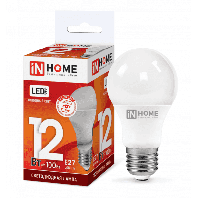 Лампа светодиодная LED-A60-VC 12Вт 230В Е27 6500К 1080Лм IN HOME 4690612020259