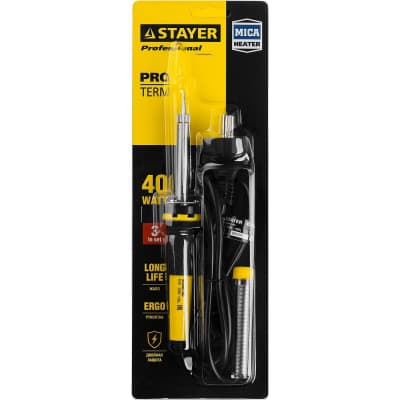 Электропаяльник STAYER 40 Вт, 220 В, конус, двухкомпонентная рукоятка Proterm 55300-40