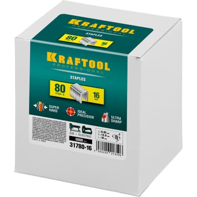KRAFTOOL 16 мм скобы для степлера тип 80, 5000 шт 31780-16