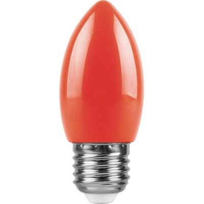 Лампа светодиодная FERON LB-376, C35 (свеча), 1W 230V E27 (красный) 25928