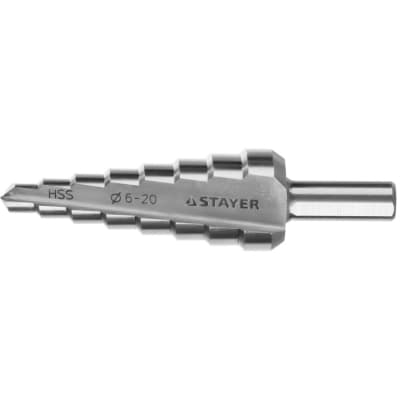 Сверло ступенчатое STAYER 6-28 мм, 8 ступеней, HSS 29660-6-20-8