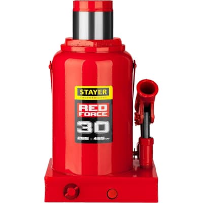 Домкрат бутылочный гидравлический RED FORCE STAYER 30т, 285-465 мм 43160-30_z01