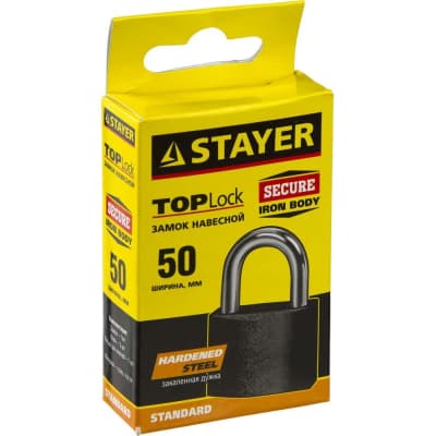 Замок навесной TOPLock STAYER 50х42х22 мм, металлический корпус, закаленная дужка 37160-50