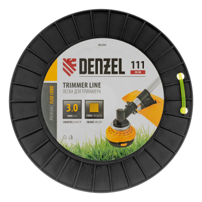 Леска для триммера квадрат, 3,0мм х 111м, на DIN катушке FLEX CORD Denzel 96294