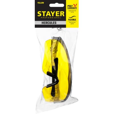 STAYER HERCULES Желтые, очки защитные открытого типа, мягкие двухкомпонентные дужки. 2-110435_z01