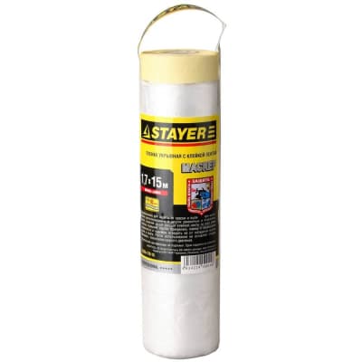Пленка укрывная с клейкой лентой маскер STAYER 1,7 х 15 м, 9 мкм 12255-170-15