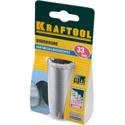 Кольцевая коронка KRAFTOOL Ø коронки 33 мм, L - 55 мм, карбид-вольфрамовая крошка 33401-33_z01