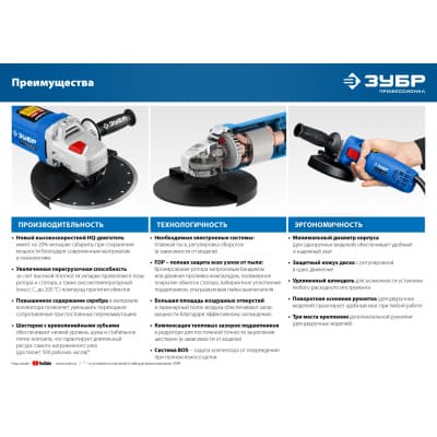 УШМ ЗУБР Профессионал, УШМ-П125-900, 125 мм, 900 Вт УШМ-П125-900