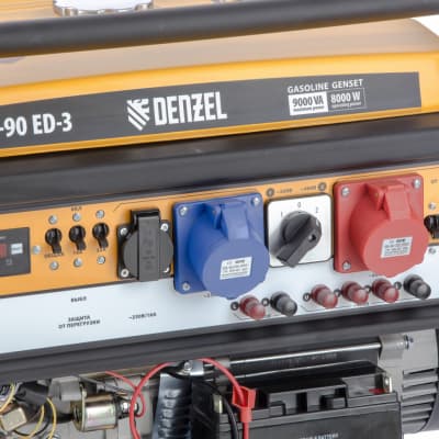 Генератор бензиновый PS 90 ED-3, 9.0 кВт, переключение режима 230 В/400 В, 25 л, электростартер Denzel 946944