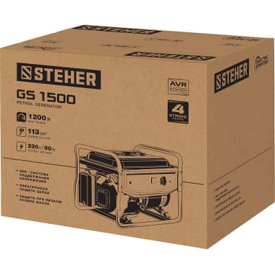 GS-1500 бензиновый генератор, 1200 Вт, STEHER GS-1500