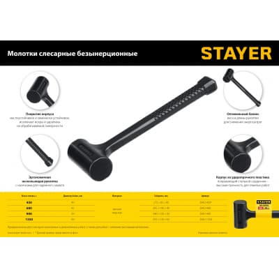 STAYER 680 г 42 мм безынерционный молоток облитый эластомером 2042-680