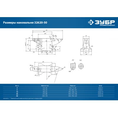 ЗУБР, 50 кг, наковальня стальная 32620-50