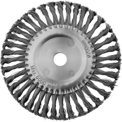Щетка дисковая для УШМ, жгутированная стальная проволока 0,5 мм, d=200 мм, MIRAX 35140-200 35140-200