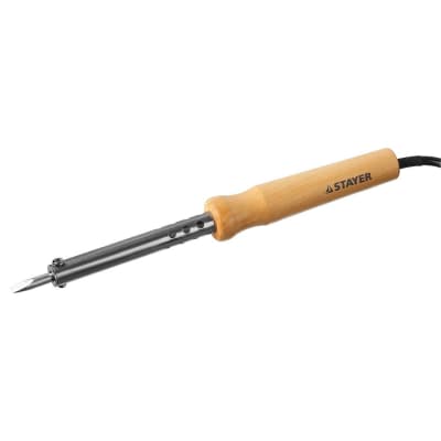 Электропаяльник STAYER 60 Вт, 220 В, клин, деревянная рукоятка Maxterm 55310-60