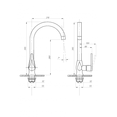 Смеситель для кухни ПСМ-ПРОФСАН PSM-300-3 STEEL тип См-МОЦБА