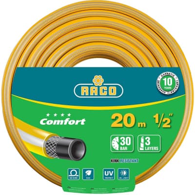 Шланг поливочный Raco O 1/2" x 20 м, 30 атм., 3-x слойный, армированный, COMFORT 40303-1/2-20_z01