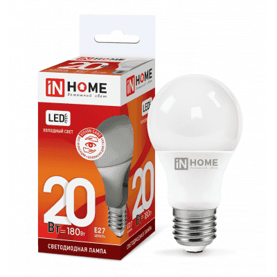 Лампа светодиодная LED-A60-VC 20Вт 230В Е27 6500К 1800Лм IN HOME 4690612020310