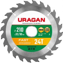 URAGAN Fast 210х32/30мм 24Т, диск пильный по дереву 36800-210-32-24_z01
