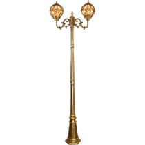 Светильник садово-парковый, серии «Версаль» FERON PL3808 2*60W, E27, 230V, IP44, цвет черное золото, шар, столб большой 11385