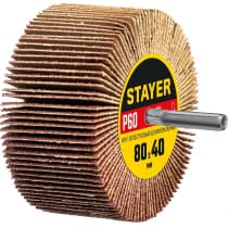 Круг шлифовальный STAYER лепестковый, на шпильке, P60, 80х40 мм 36609-060
