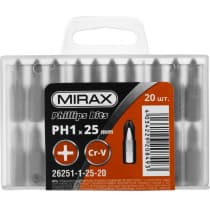Набор бит MIRAX PH1, 25 мм, 20 шт., Cr-V сталь 26251-1-25-20