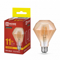 Лампа светодиодная IN HOME LED-D95-deco gold 11Вт 230В E27 3000K 1040Лм 95мм бриллиант золотистая 4690612056104