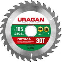 URAGAN Optima 185х30/20мм 30Т, диск пильный по дереву 36801-185-30-30_z01
