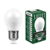 Лампа светодиодная SAFFIT SBG4507, G45 (шар), 7W 230V E27 6400К 55124