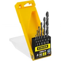 Набор сверл STAYER спиральных по металлу 6 шт. (O 2-8 мм), HSS-R, 29602-H6_z01