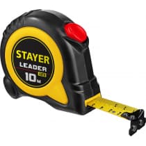 STAYER LEADER 10м / 25мм рулетка с автостопом в ударостойком обрезиненном корпусе 3402-10-25