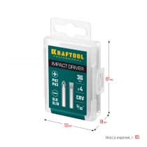 Биты для ударной отвертки 4 шт 36 мм, KRAFTOOL 25551