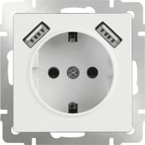 Розетка с заземлением со шторками и USBх2 Werkel белая W1171501