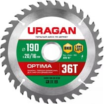 URAGAN Optima 190х20/16мм 36Т, диск пильный по дереву 36801-190-20-36_z01
