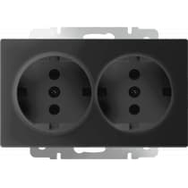 Розетка с заземлением двойная Werkel WL08-SKG-02-IP20 черный матовый 4690389117244