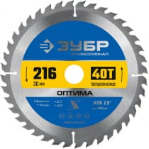 ЗУБР Оптима 216 x 30мм 40Т, диск пильный по дереву 36903-216-30-40_z01