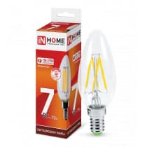 Лампа светодиодная LED-СВЕЧА-deco 7Вт 230В Е14 6500К 630Лм прозрачная IN HOME 4690612029665